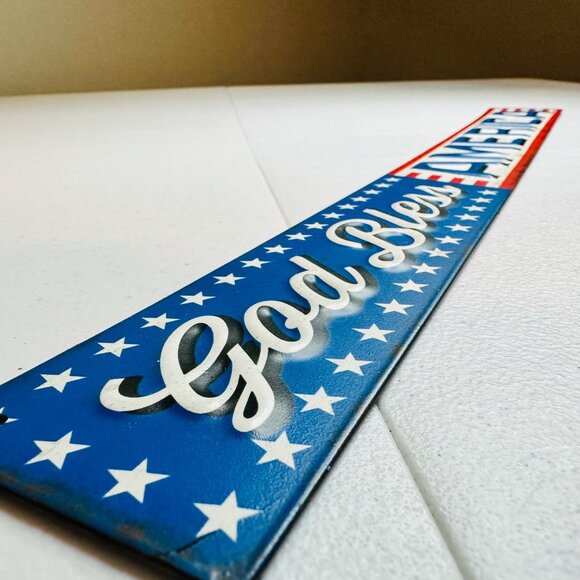 God Bless America small metal patriotic sign Fourth of July Independence Day - Picture 3 of 10
